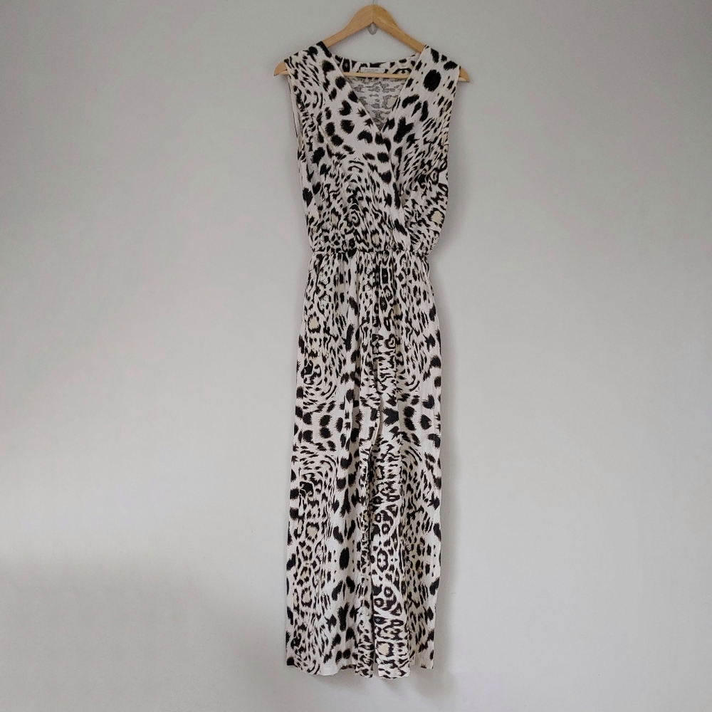 Anna Melani Linen Jumpsuit Animal Print Size Small